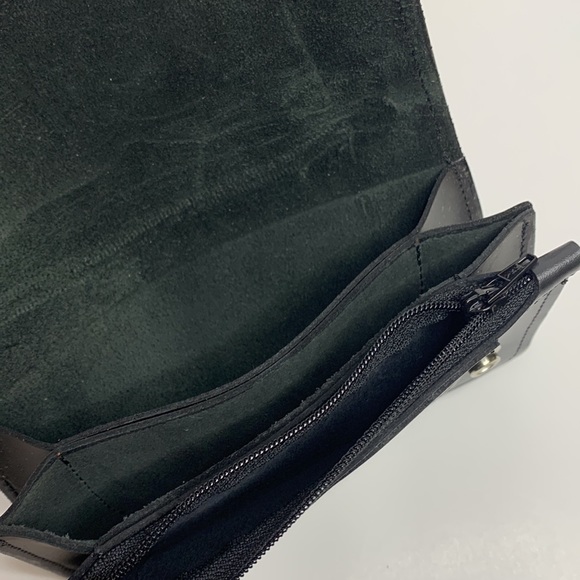 Black Leather Silver Chain Hook Wallet | Multi Compartment Money Card Holder NEW - Picture 6 of 9